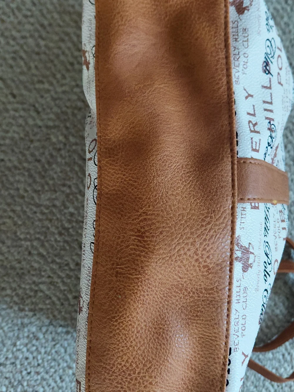 Beverly Hills Polo Club Tan & White Logo Tote Bag - Picture 7 of 7